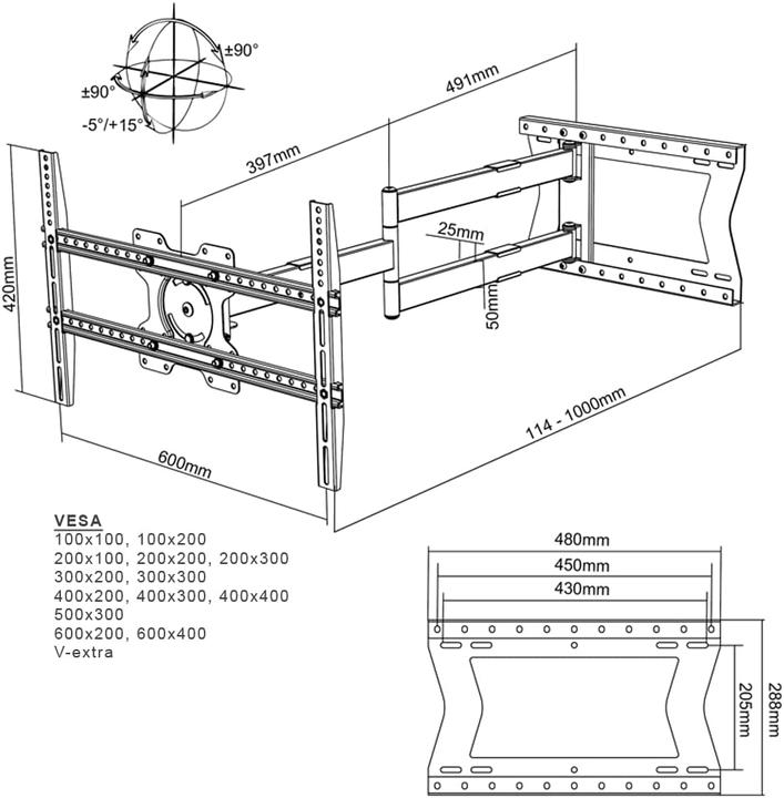 Produktbild XTRarm TV Wandhalterung (Wand, 75", 60 kg)