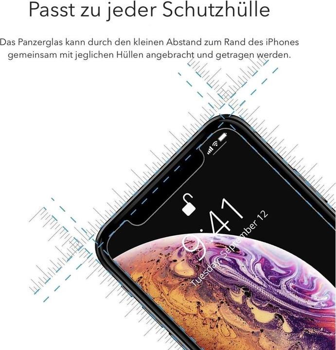 Produktbild Screenguard Apple iPhone XS Panzerglas Schutzfolie Case Friendly Design (1 Stück, Apple iPhone XS)