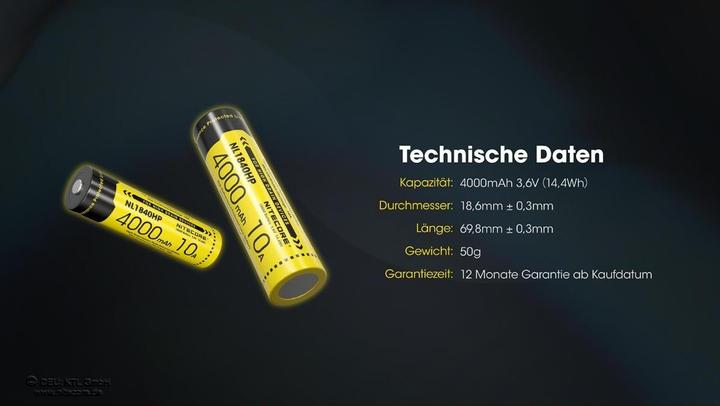 Produktbild Nitecore NL1840HP (1 Stk., 18650, 4000 mAh)