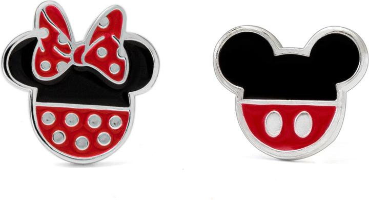 NoName MINNIE + MICKEY - 1 Paire de Clous d'Oreilles - Laiton Argent Plaqué (Sterling Silber)