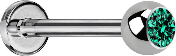 Star Piercing Micro Labret silber mit Kugel und Kristall türkis (ohne Messing, Titan G23)