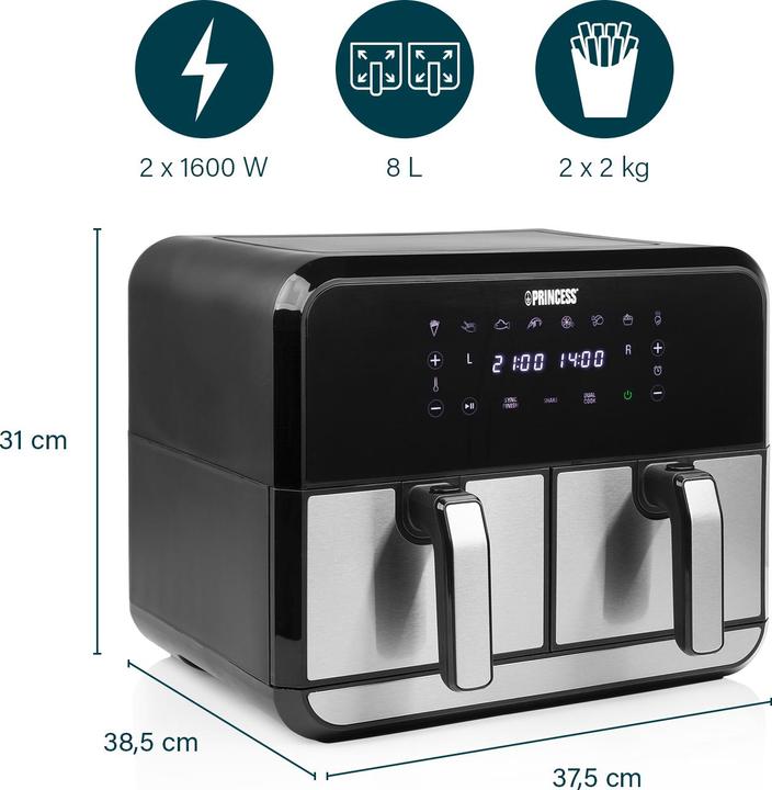 Actual product image Princess 182074 Double Basket Aerofryer (EU plug)