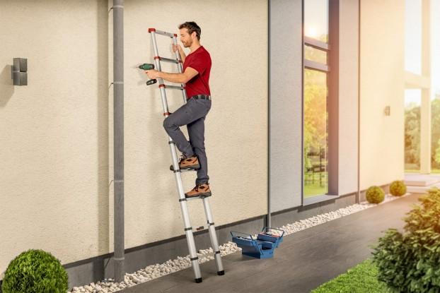 Productafbeelding Hailo FlexLine, aluminium veiligheidstelescopische ladder, 11 sporten (Enkele ladder, 99 cm)