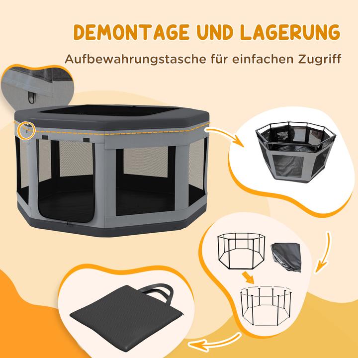 Actual product image PawHut Welpenauslauf Oxford, Nylon Grau