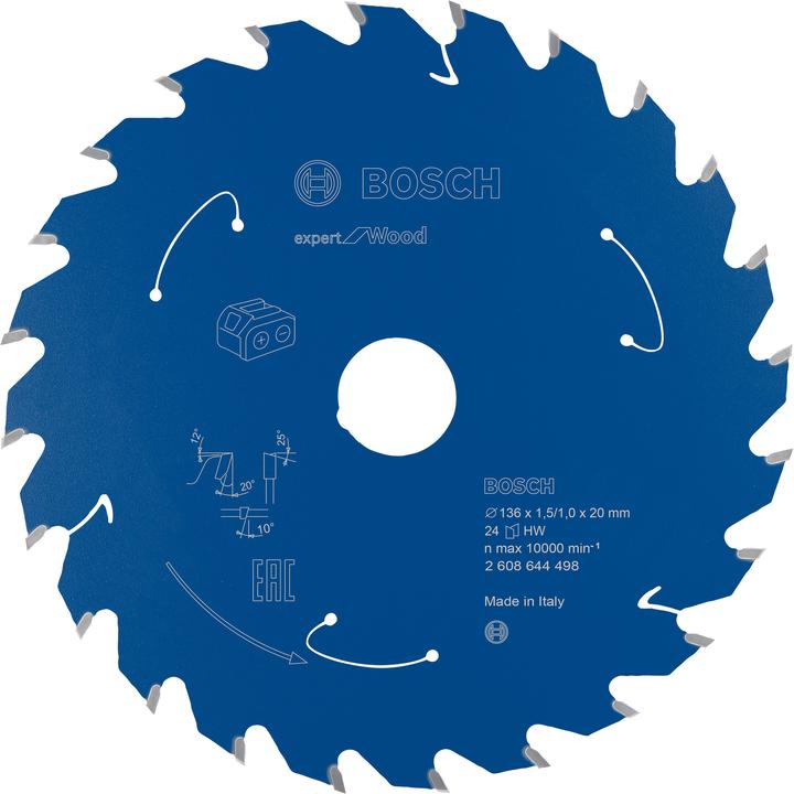 Actual product image Bosch Professional Zubehör Cordless circular saw blade Expert for Wood, 136 x 1.5/1 x 20, 24 teeth