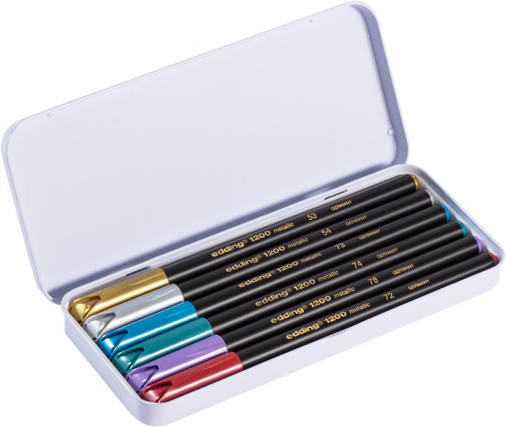 Actual product image Edding Fibre pen 1200 Set of 6 (Silver, Violet, Green, Gold, Blue, Red, 6 x)