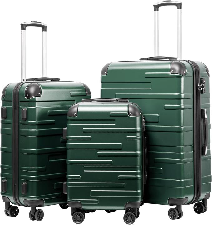 Produktbild Coolife 3-teiliges Hartschalen Koffer-Set (93 l, Handgepäck (bis 50l), M (50 - 90l), L (90 - 115l))