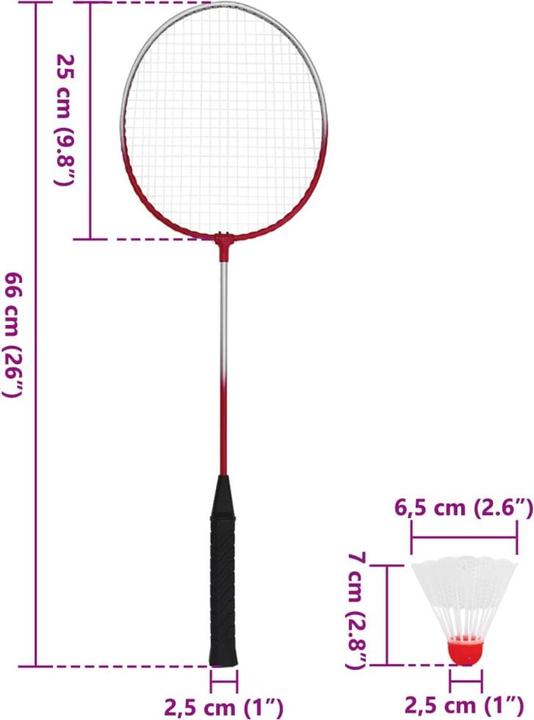 Immagine prodotto VidaXL Set da badminton con 4 racchette e rete