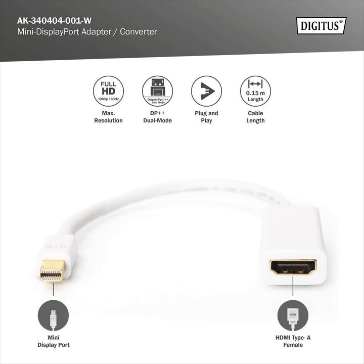 Produktbild Digitus Mini DP zu (Mini DP, HDMI, 15 cm)