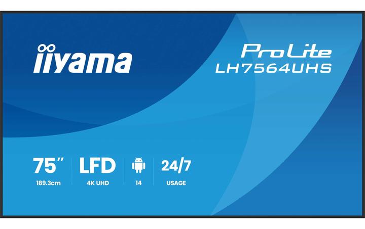 iiyama 189.3cm(75") LH7564UHS-B1AG 16:9 2xHDMI+USB-C (Speditionsversand) (3840 x 2160 Pixels, 75")