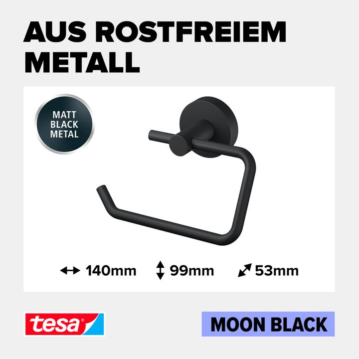 Image du produit tesa MOON BLACK Support de rouleau de papier toilette avec solution adhésive sans perçage