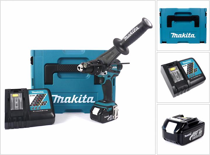 Produktbild Makita DHP 458 RF1J Akku Schlagbohrschrauber 18V 91Nm im Makpac + 1x 3,0 Ah Akku + Ladegerät (Akkubetrieb)