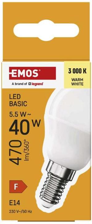 Produktbild Emos LED Lampe Basic Mini Globe / E14 / 5,5 W (40 W) / 470 lm / Warmweiss (E14, 5.50 W, 470 lm, 1 x, F)