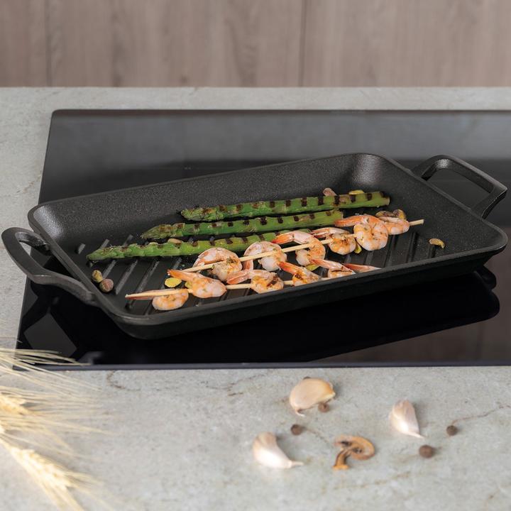 Actual product image BerlingerHaus Grillplatte aus Gusseisen mit Griffen, rechteckig, 33 x 22 cm