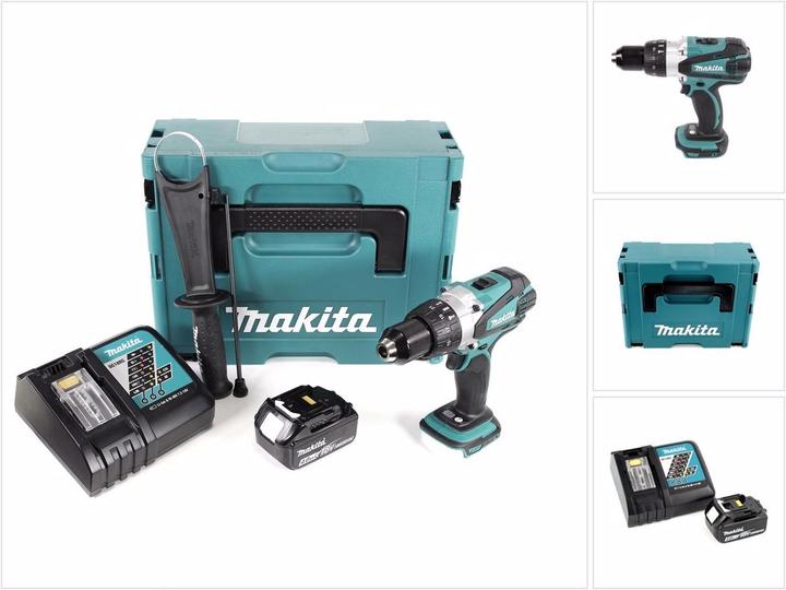 Produktbild Makita DHP 458 RM1J Schlagbohrschrauber 18V 91Nm im Makpac + 1x 4,0 Ah Akku + Ladegerät (Akkubetrieb)