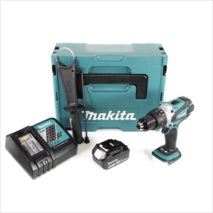 Produktbild Makita DHP 458 RM1J Schlagbohrschrauber 18V 91Nm im Makpac + 1x 4,0 Ah Akku + Ladegerät (Akkubetrieb)