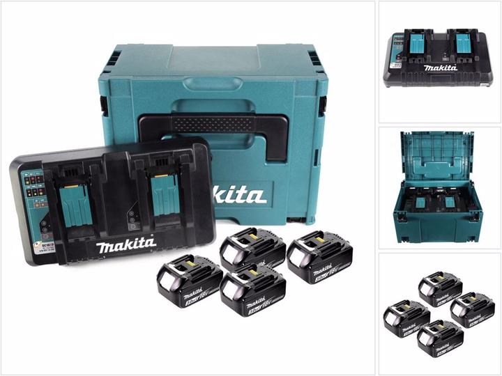 Actual product image Makita Power Source Kit 18V with 4x BL1830B battery 3.0Ah + DC18RD dual charger ( 197720-6 ) + Makpac (18 V)