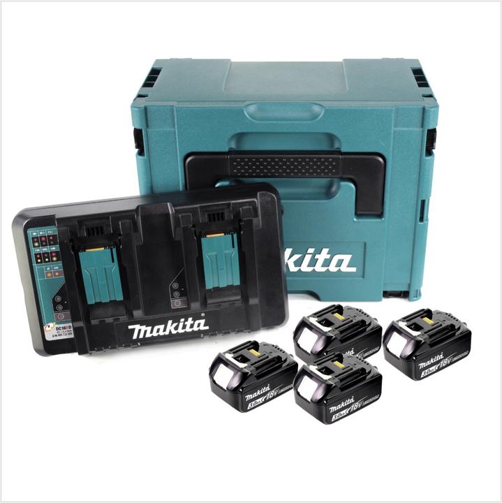 Actual product image Makita Power Source Kit 18V with 4x BL1830B battery 3.0Ah + DC18RD dual charger ( 197720-6 ) + Makpac (18 V)