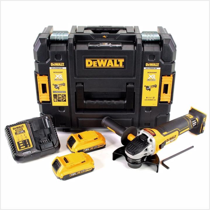 Image du produit DeWalt DCG 405 D2 18 V 125 mm Meuleuse sans fil Brushless avec boîtier TStak + 2x Batteries 2 Ah + C (125 mm)