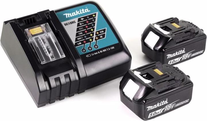 Produktbild Makita DBN 500 RTJ Akku Stauchkopfnagler 15-50 mm 90° 18 V mit 2x 5,0 Ah Akku und Ladegerät im MakPa