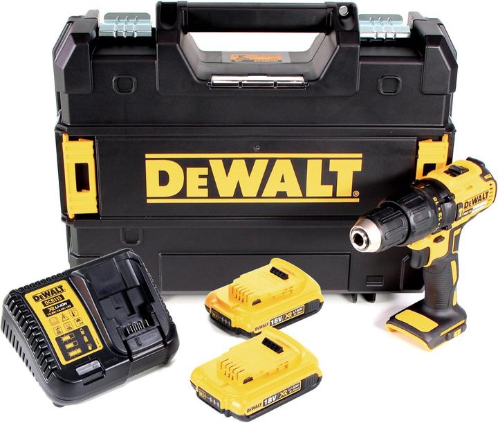 Actual product image DeWalt DCD 778 D2T Battery impact drill 18V 65Nm + 2x batteries 2.0Ah + charger in TSTAK Box (Rechargeable battery operated)