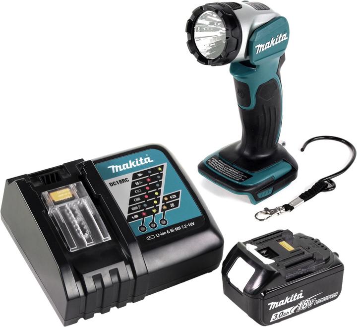 Actual product image Makita DML 802 RF1 Battery lamp 18 V Li-Ion for 14,4 and 18 V battery + 1 x 3,0 Ah battery + charger (180 lm)