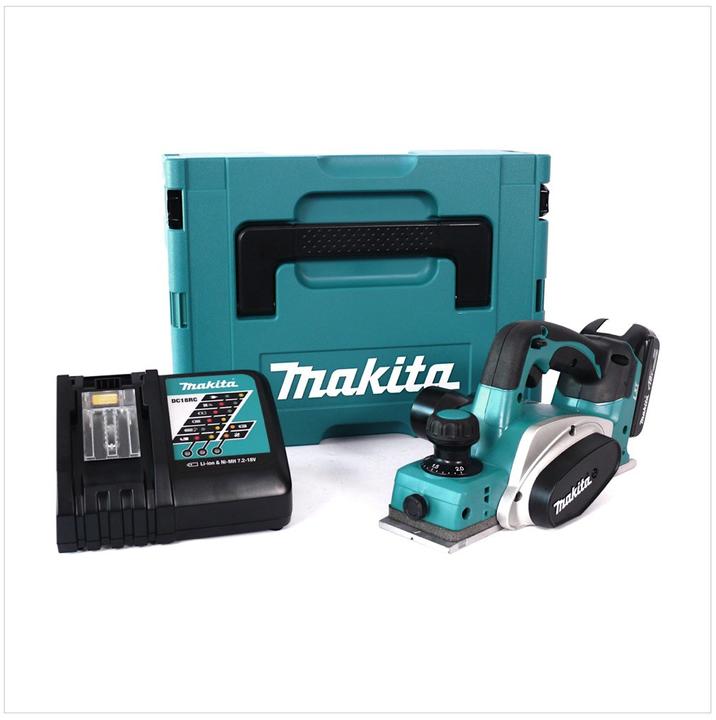 Actual product image Makita DKP 180 RA1J Battery planer 18 V 82 mm + 1x battery 2.0 Ah + charger + Makpac