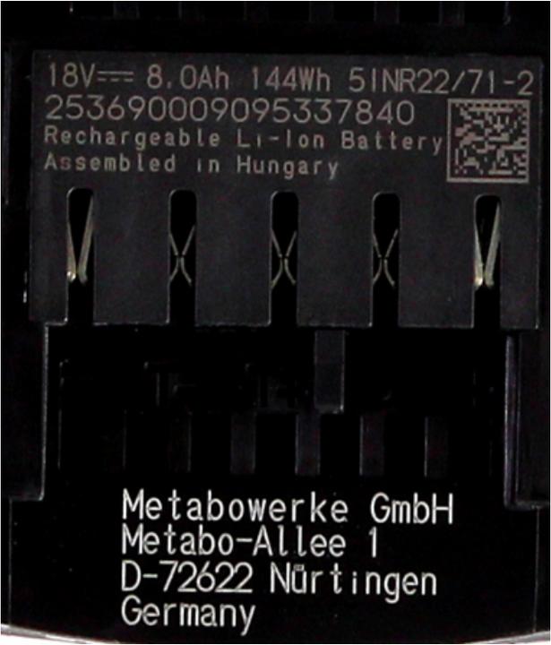 Actual product image Metabo LiHD battery pack (18 V)