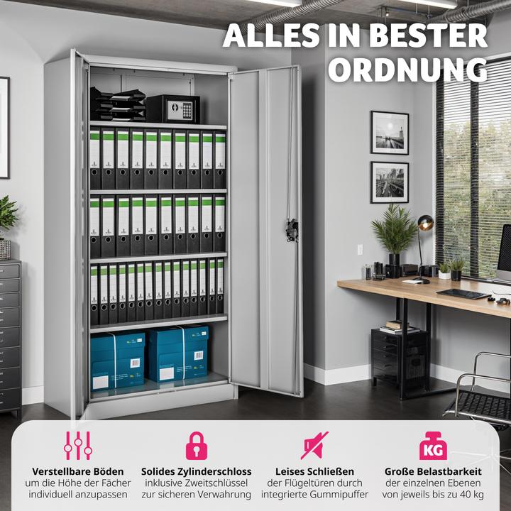 Produktbild tectake Aktenschrank (90 x 40 x 180 cm)