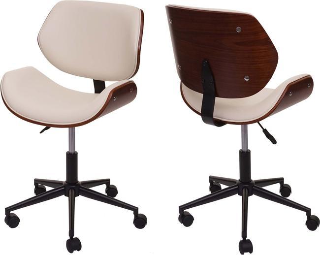 Image du produit Swisshandel24 Chaise de bureau, chaise de bureau pivotante, chaise de bureau en bois courbé, aspect noyer, rétro