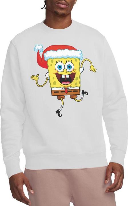 Actual product image Spongebob Squarepants Unisex Adult Santa Hat Christmas Sweatshirt (M)