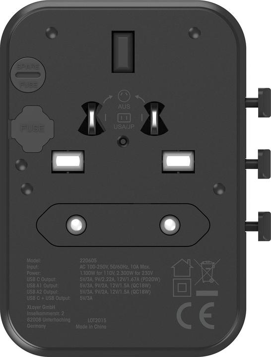 Produktbild Xlayer Reisestecker weltweit (20W) schwarz