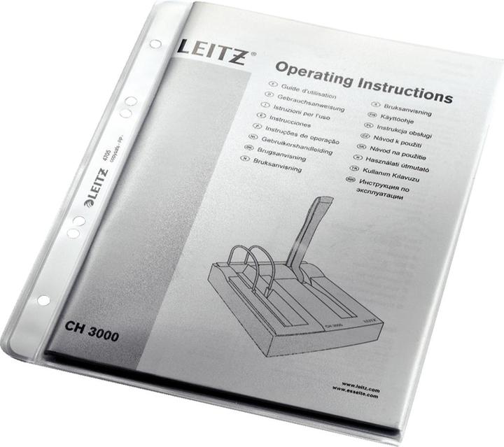 Produktbild Leitz Prospekthülle extrastark, A5, PP, genarbt, 0,13 mm oben offen, dokumentenecht, Lochung: 80-80- (A5, 100 x)
