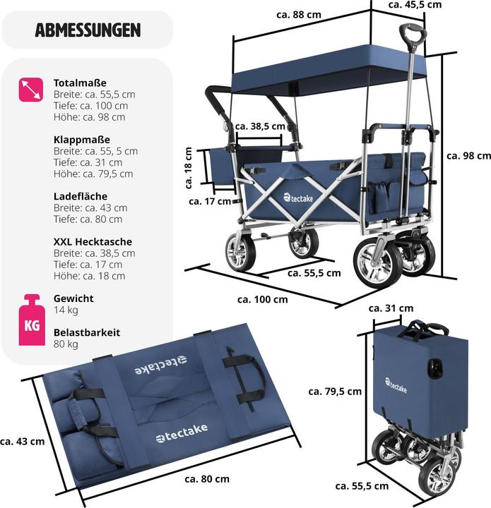 Produktbild tectake Faltbarer Bollerwagen Nico