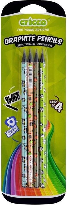 Cricco Dreieckiger HB-Bleistift aus schwarzem Holz, 4 Stk. (4 x)