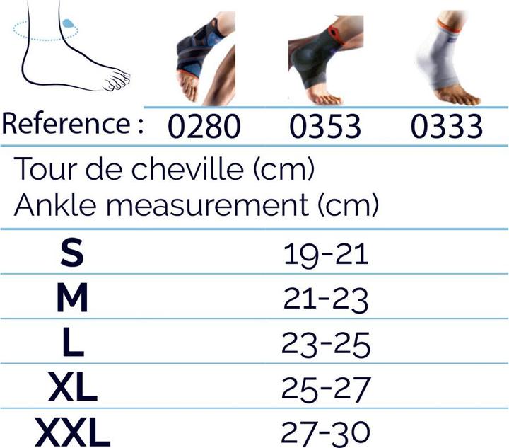 Nutritional values and ingredients Thuasne reinforced ankle upport thuane (S)