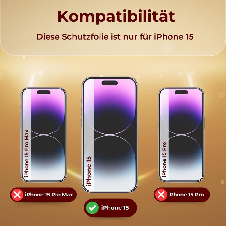 Actual product image Protectorking 3x real tempered 9H armoured glass 3D CLEAR (1 Piece, Apple iPhone 15)