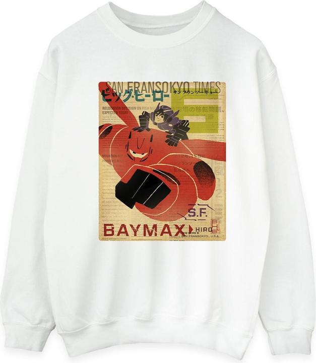 Actual product image Disney Mens Big Hero 6 Baymax Flying Baymax Newspaper Sweatshirt (XXL)