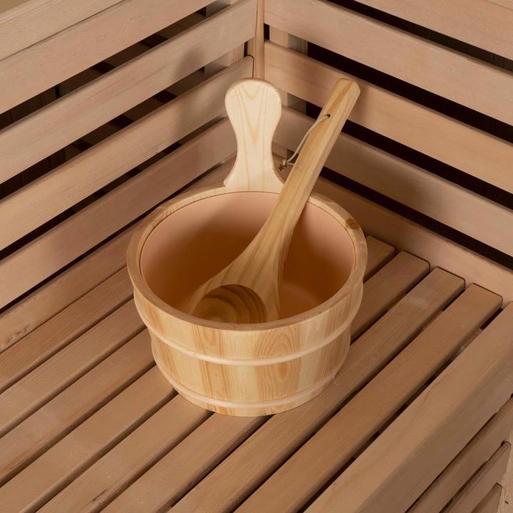 Actual product image Home Deluxe Indoor sauna CASHEIM BIG XL - 200 x 200 cm for 6 persons - Traditional sauna with artificial stone