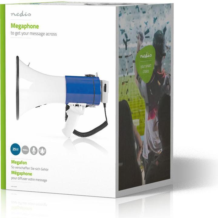Image du produit Nedis Mégaphone | Portée maximale : 1500 m | Réglage du volume maximal : 135 dB | Microphone amovible (Porte-voix)