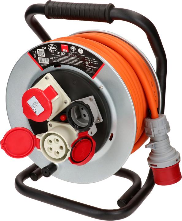 Actual product image Max Hauri maxReel steel cable reel IP44 2x CEE16-5, 1x type 25 (25 m, 2.50 mm²)