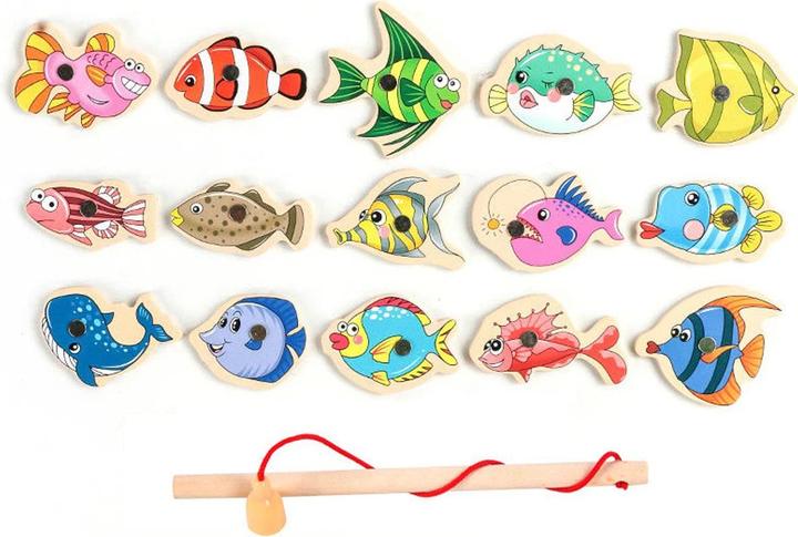 Activity Board Giocattolo da pesca per bambini set di giochi da pesca magnetici in legno canna da pesca cartone