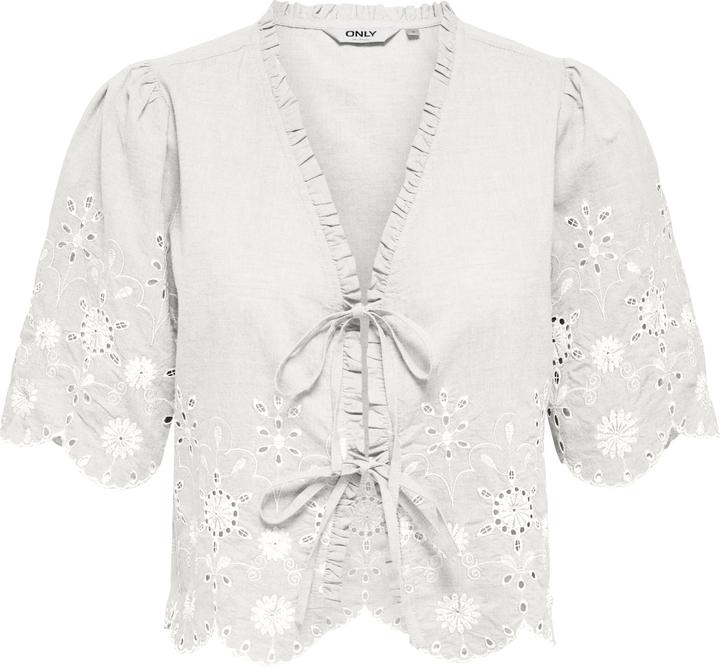 Only Onlmiffy S/S Emb Tie Top Os Wvn
