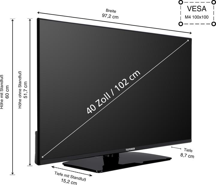 Actual product image Telefunken XF40AN750M (100 cm (40 inch), black, FullHD, triple tuner, SmartTV, Android operating system) (40", LED, Full HD, 2023)