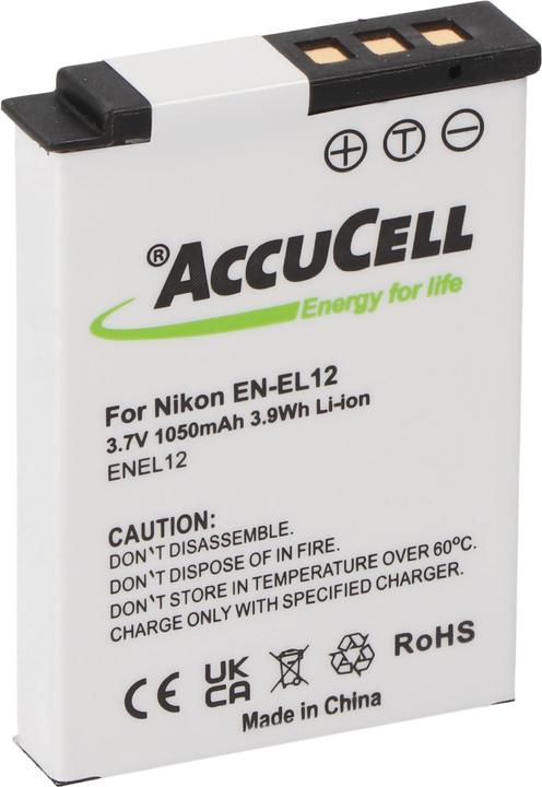 Immagine prodotto AccuCell Batteria adatta per Nikon EN-EL12, CoolPix S610, S610C, S710, 44.5 x 31.9 x 7.9mm (Accumulatore di carica elettrica)