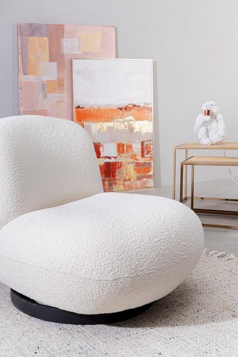 Actual product image Bizzotto Swivel armchair Margot white boucle