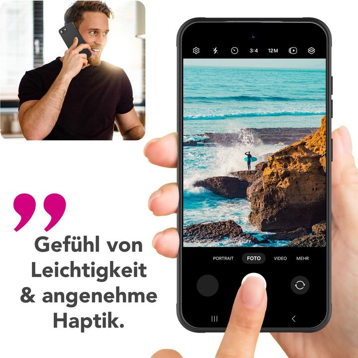 Produktbild Nalia Strider - Blackout Look Cover - Ultradünne Silikon Hülle mit Staubschutz Kappen (Apple iPhone 16e)