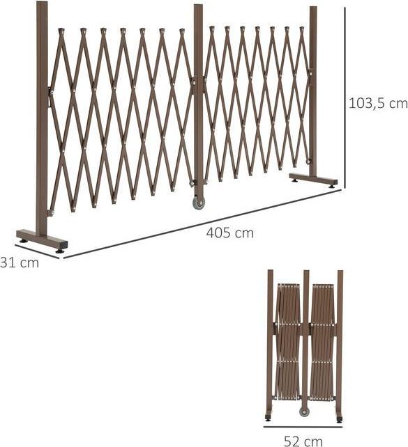 Immagine prodotto Swisshandel24 Barriera estensibile 52-405cm in alluminio marrone H103.5cm