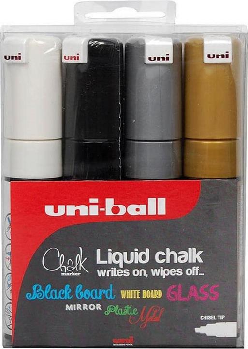 Produktbild Uni-ball Chalk Marker - Kreidemarker (Weiss, Silber, Gold, Schwarz, 8 mm, 4 x)