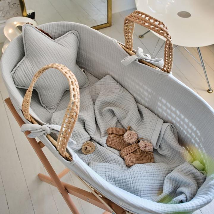 Produktbild Funnababy Musselin Moses-Korb-Textilien - Taube - Grau - 85 cm